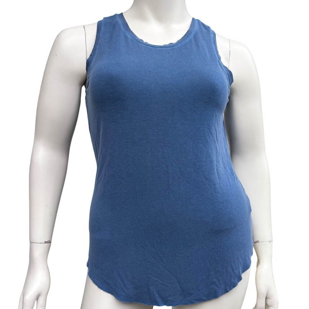 DH3 Tank Top‎ Sleeveless Longline Faded Blue Relaxed Fit Coastal Grunge Basics L
